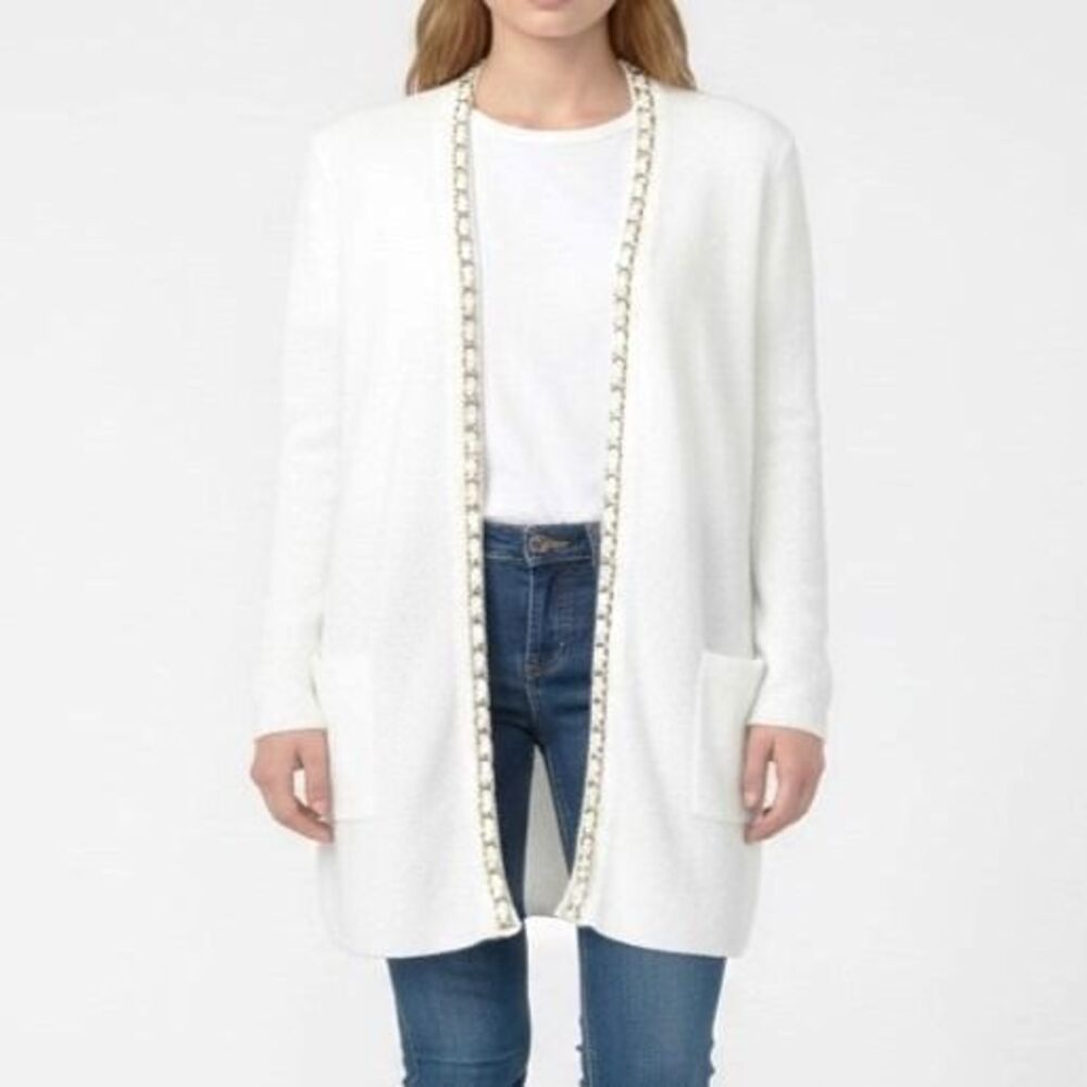 LILLY PULITZER Cardigan White Gold Valinda Soft Classy Women Size XL Extra Large
